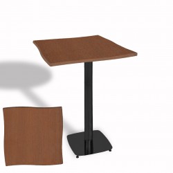 Dalgalı Kare Bistro Wermodin Masa 67x67 cm Tokyo Serisi (ESB) - Koyu Ahşap