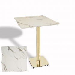 Dalgalı Kare Bistro Wermodin Masa 67x67 cm Tokyo Serisi (Gold) - Afyon Mermer