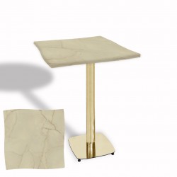 Dalgalı Kare Bistro Wermodin Masa 67x67 cm Tokyo Serisi (Gold) - Golden Marble