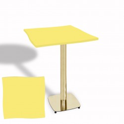 Dalgalı Kare Bistro Wermodin Masa 67x67 cm Tokyo Serisi (Gold) - Neon Sarı