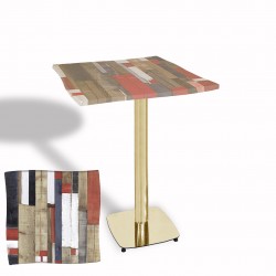 Dalgalı Kare Bistro Wermodin Masa 67x67 cm Tokyo Serisi (Gold) - Redwood