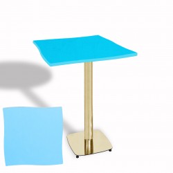 Dalgalı Kare Bistro Wermodin Masa 67x67 cm Tokyo Serisi (Gold) - Turkuaz