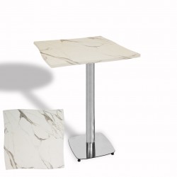 Dalgalı Kare Bistro Wermodin Masa 67x67 cm Tokyo Serisi (Kromnikel) - Afyon Mermer