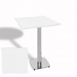 Dalgalı Kare Bistro Wermodin Masa 67x67 cm Tokyo Serisi (Kromnikel) - Beyaz