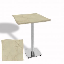 Dalgalı Kare Bistro Wermodin Masa 67x67 cm Tokyo Serisi (Kromnikel) - Golden Marble