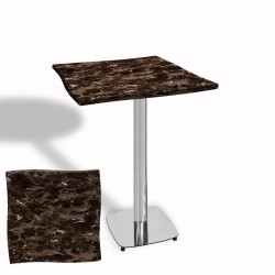 Dalgalı Kare Bistro Wermodin Masa 67x67 cm Tokyo Serisi (Kromnikel) - Karacabey Mermer