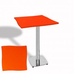 Dalgalı Kare Bistro Wermodin Masa 67x67 cm Tokyo Serisi (Kromnikel) - Kırmızı