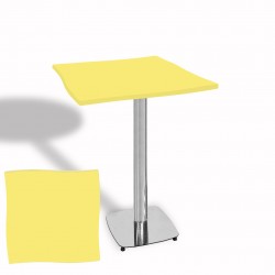 Dalgalı Kare Bistro Wermodin Masa 67x67 cm Tokyo Serisi (Kromnikel) - Neon Sarı