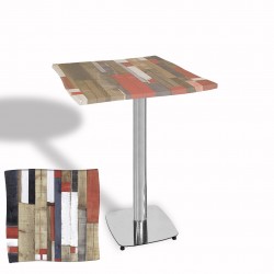 Dalgalı Kare Bistro Wermodin Masa 67x67 cm Tokyo Serisi (Kromnikel) - Redwood