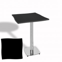 Dalgalı Kare Bistro Wermodin Masa 67x67 cm Tokyo Serisi (Kromnikel) - Siyah