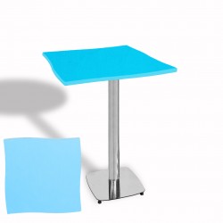 Dalgalı Kare Bistro Wermodin Masa 67x67 cm Tokyo Serisi (Kromnikel) - Turkuaz