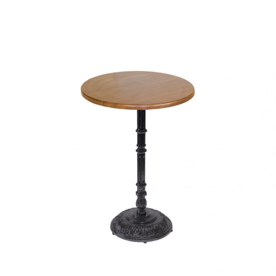 Bistro Döküm Masa (Çipa-6075 Werzalit Yuvarlak Q 60cm)  - Koyu Ahşap