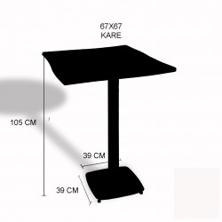 Dalgalı Kare Bistro Wermodin Masa 67x67 cm Tokyo Serisi (ESB) - Afyon Mermer