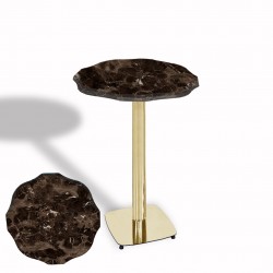 Papatya Bistro Wermodin Masa Yuvarlak 67 cm (Gold) - Karacabey Mermer