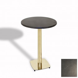 Tokyo Bistro Werzalit Masa Yuvarlak 60 cm (Gold) - Grey Marble