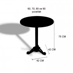 Çipa Döküm Ayak Yuvarlak Masa Çap 90cm - (Werzalit, Wermodin ve Allzalit Tabla) - Epoxy