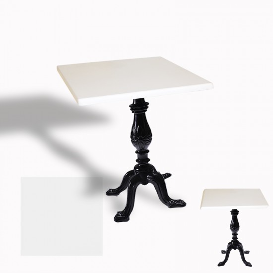 Çipa 1001 Döküm Ayak Kare Masa 60X60 cm - (Werzalit, Wermodin ve Allzalit Tabla) - Beyaz