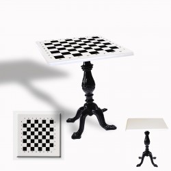 Çipa 1001 Döküm Ayak Kare Masa 80X80 cm - (Werzalit, Wermodin ve Allzalit Tabla) - Beyaz Satranç