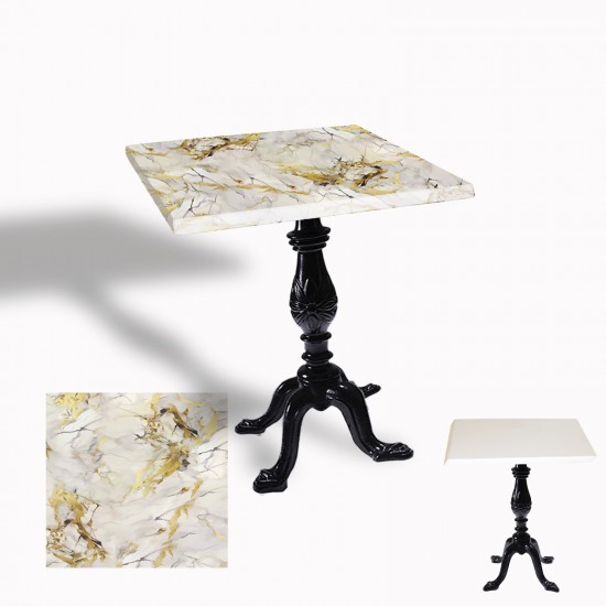 Çipa 1001 Döküm Ayak Kare Masa 70x70 cm - (Werzalit, Wermodin ve Allzalit Tabla) - Gold