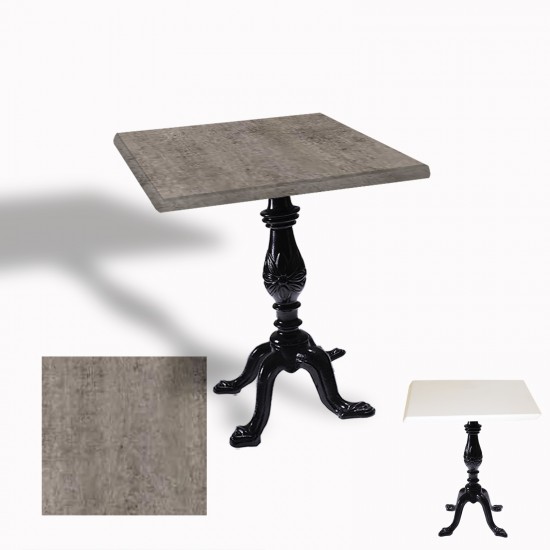 Çipa 1001 Döküm Ayak Kare Masa 80X80 cm - (Werzalit, Wermodin ve Allzalit Tabla) - Kahve Oxid
