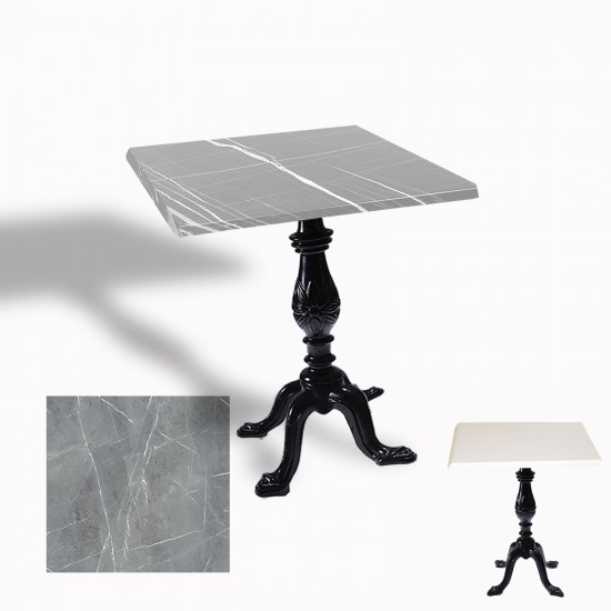 Çipa 1001 Döküm Ayak Kare Masa 70x70 cm - (Werzalit, Wermodin ve Allzalit Tabla) - Light Temperado