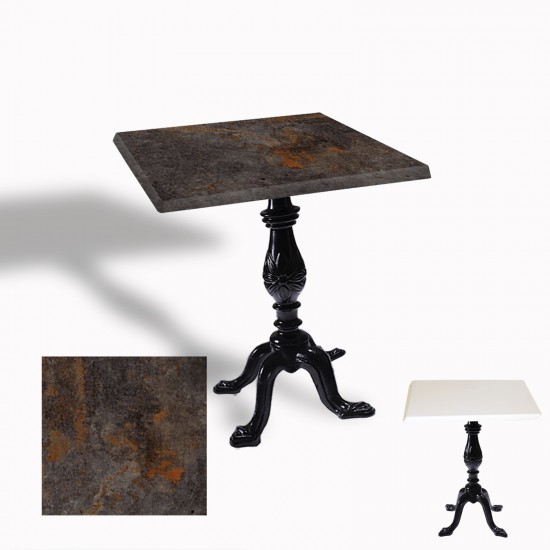 Çipa 1001 Döküm Ayak Kare Masa 70x70 cm - (Werzalit, Wermodin ve Allzalit Tabla) - Metalic Oxid 3