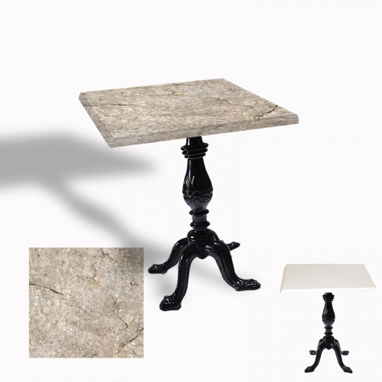 Çipa 1001 Döküm Ayak Kare Masa 80X80 cm - (Werzalit, Wermodin ve Allzalit Tabla) - Scala Marble