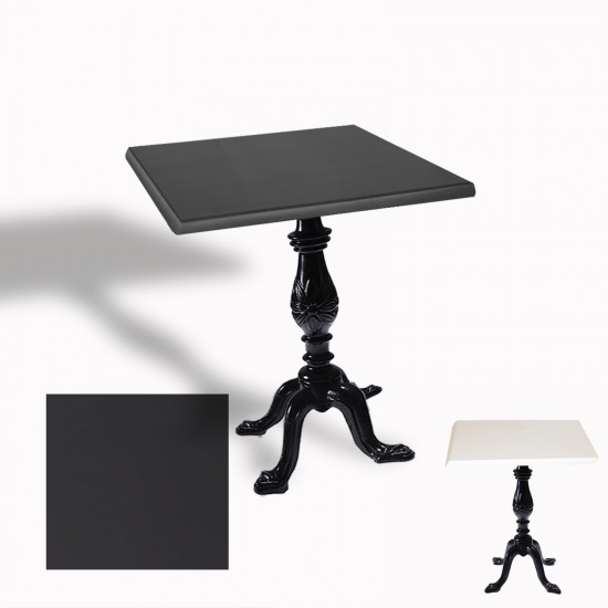 Çipa 1001 Döküm Ayak Kare Masa 60X60 cm - (Werzalit, Wermodin ve Allzalit Tabla) - Siyah