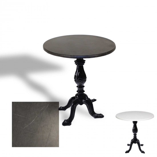 Çipa 1001 Döküm Ayak Yuvarlak Masa Çap 90cm - (Werzalit, Wermodin ve Allzalit Tabla) - Grey Marble