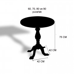 Çipa 1001 Döküm Ayak Yuvarlak Masa Çap 90cm - (Werzalit, Wermodin ve Allzalit Tabla) - Koyu Ahşap