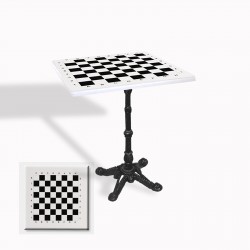 Çipa 1002 Döküm Ayak Kare Masa 70X70 cm - (Werzalit, Wermodin ve Allzalit Tabla) - Beyaz Satranç