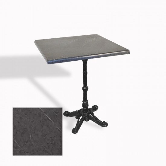 Çipa 1002 Döküm Ayak Kare Masa 60X60 cm - (Werzalit, Wermodin ve Allzalit Tabla) - Grey Marble