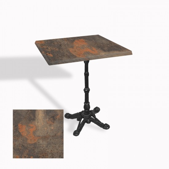 Çipa 1002 Döküm Ayak Kare Masa 80X80 cm - (Werzalit, Wermodin ve Allzalit Tabla) - Metalic Oxid 1