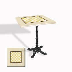 Çipa 1002 Döküm Ayak Kare Masa 70X70 cm - (Werzalit, Wermodin ve Allzalit Tabla) - Krem Satranç