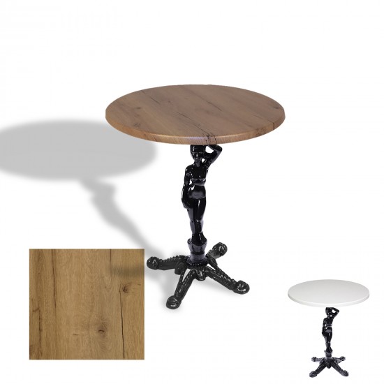 Çipa 1003 Döküm Ayak Yuvarlak Masa Çap 90cm - (Werzalit, Wermodin ve Allzalit Tabla) - Canyon Palace Oak