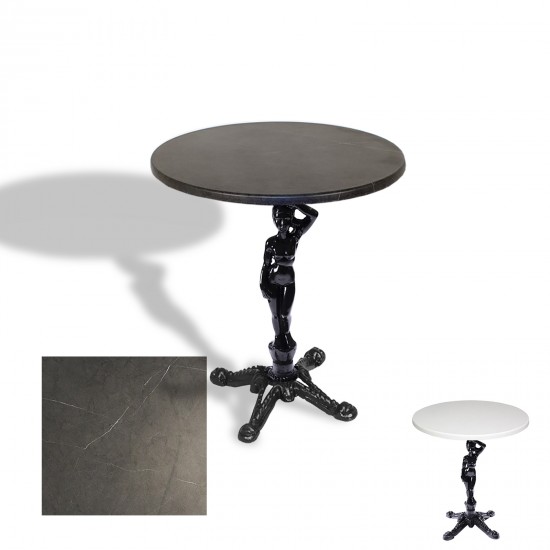 Çipa 1003 Döküm Ayak Yuvarlak Masa Çap 90cm - (Werzalit, Wermodin ve Allzalit Tabla) - Grey Marble