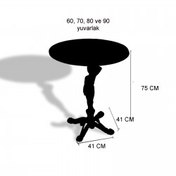 Çipa 1003 Döküm Ayak Yuvarlak Masa Çap 90cm - (Werzalit, Wermodin ve Allzalit Tabla) - Rustic Dark