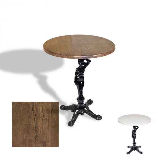 Çipa 1003 Döküm Ayak Yuvarlak Masa Çap 90cm - (Werzalit, Wermodin ve Allzalit Tabla) - Rustic Dark