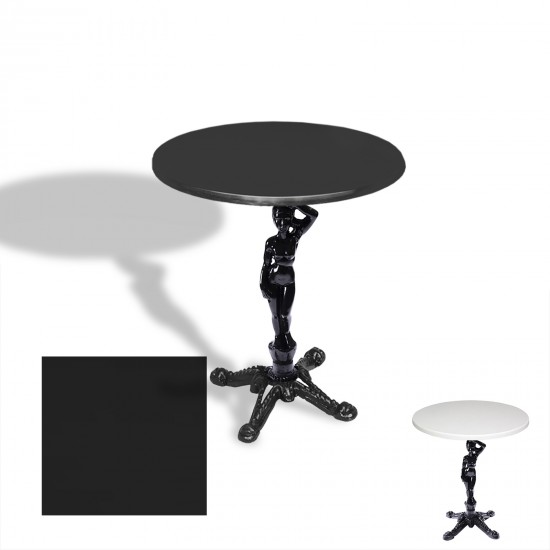 Çipa 1003 Döküm Ayak Yuvarlak Masa Çap 90cm - (Werzalit, Wermodin ve Allzalit Tabla) - Siyah