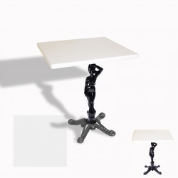 Çipa 1003 Döküm Ayak Kare Masa 60X60 cm - (Werzalit, Wermodin ve Allzalit Tabla) - Beyaz