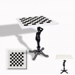 Çipa 1003 Döküm Ayak Kare Masa 80x80 cm - (Werzalit, Wermodin ve Allzalit Tabla) - Beyaz Satranç