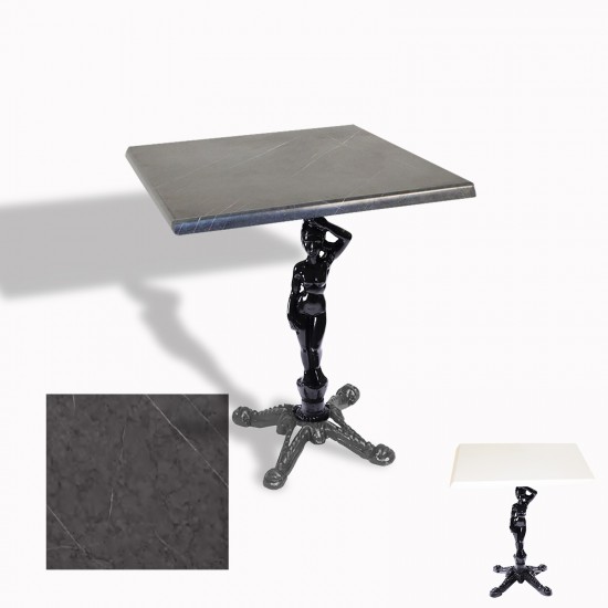 Çipa 1003 Döküm Ayak Kare Masa 60X60 cm - (Werzalit, Wermodin ve Allzalit Tabla) - Grey Marble