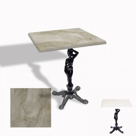 Çipa 1003 Döküm Ayak Kare Masa 70X70 cm - (Werzalit, Wermodin ve Allzalit Tabla) - Irony