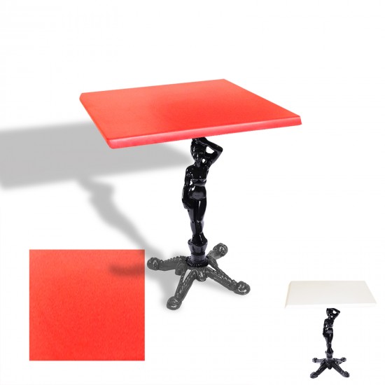 Çipa 1003 Döküm Ayak Kare Masa 70X70 cm - (Werzalit, Wermodin ve Allzalit Tabla) - Kırmızı