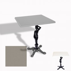 Çipa 1003 Döküm Ayak Kare Masa 70X70 cm - (Werzalit, Wermodin ve Allzalit Tabla) - Koyu Gri