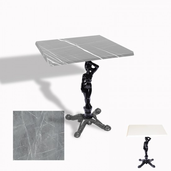 Çipa 1003 Döküm Ayak Kare Masa 70X70 cm - (Werzalit, Wermodin ve Allzalit Tabla) - Light Temperado