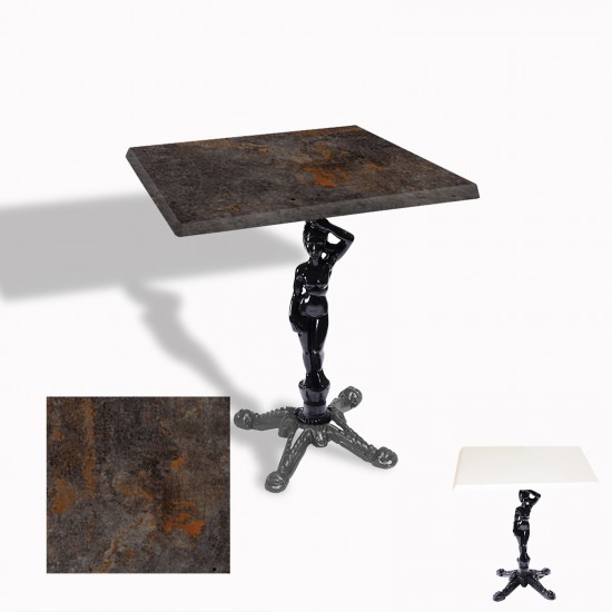 Çipa 1003 Döküm Ayak Kare Masa 70X70 cm - (Werzalit, Wermodin ve Allzalit Tabla) - Metalic Oxid 3