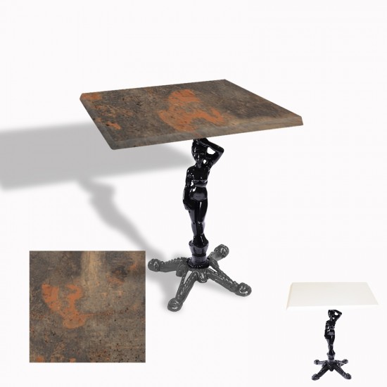 Çipa 1003 Döküm Ayak Kare Masa 60X60 cm - (Werzalit, Wermodin ve Allzalit Tabla) - Metalic Oxid 1