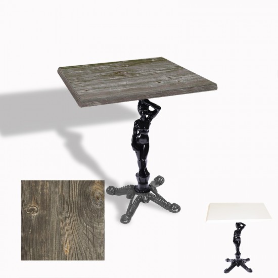 Çipa 1003 Döküm Ayak Kare Masa 70X70 cm - (Werzalit, Wermodin ve Allzalit Tabla) - Old Pine
