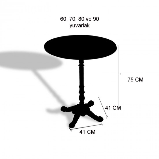 Çipa 1004 Döküm Ayak Yuvarlak Masa Çap 90cm - (Werzalit, Wermodin ve Allzalit Tabla) - Karacabey Mermer